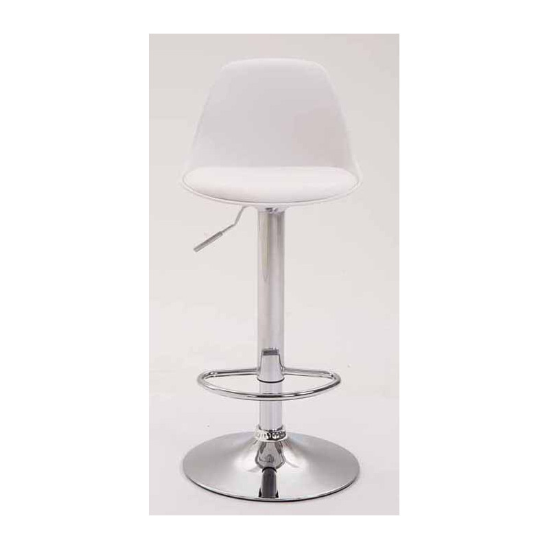 Lot de 2 tabourets de bar Kiel en plastique chromé blanc