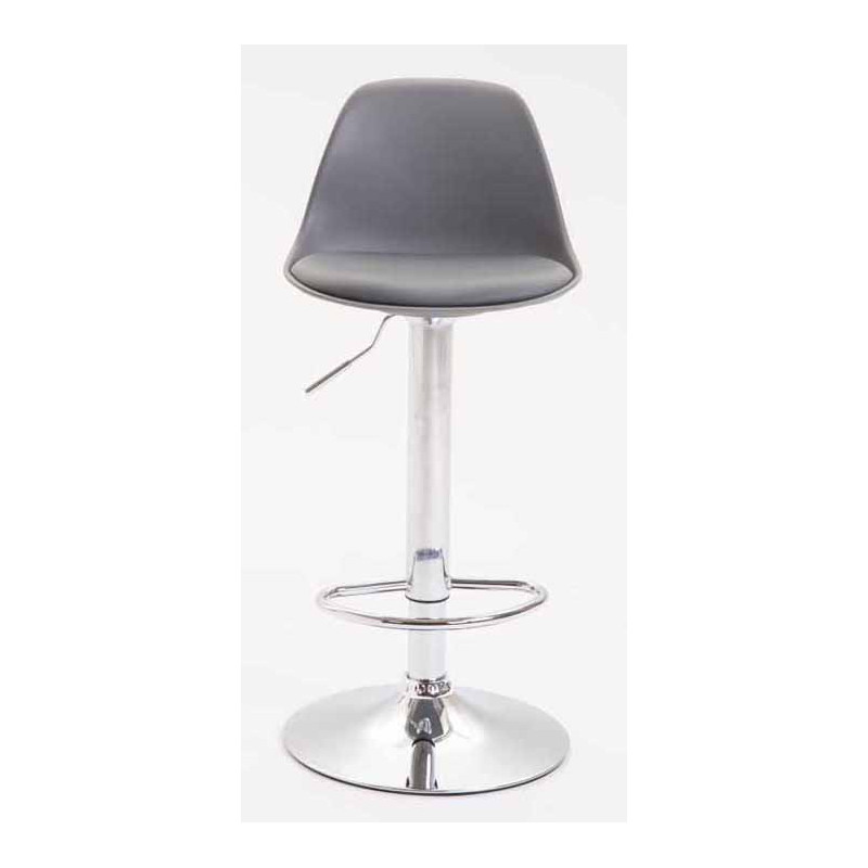 Lot de 2 tabourets de bar Kiel en plastique gris chromé