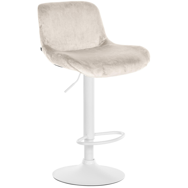 Tabouret de bar Solon velours blanc crème