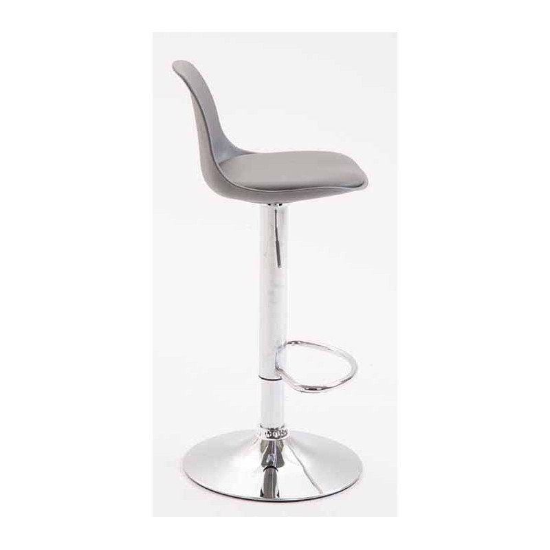 Lot de 2 tabourets de bar Kiel en plastique gris chromé