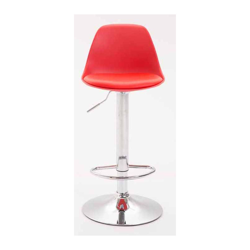 Lot de 2 tabourets de bar Kiel en plastique chromé rouge