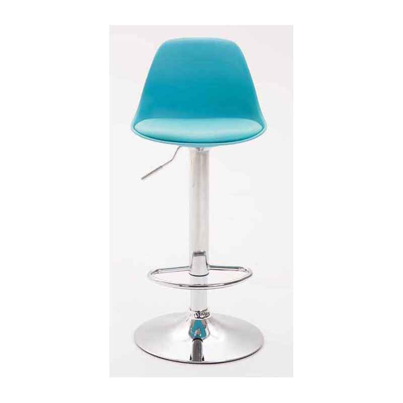 Lot de 2 tabourets de bar Kiel en plastique chromé bleu