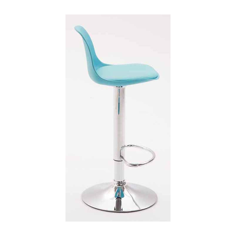Lot de 2 tabourets de bar Kiel en plastique chromé bleu