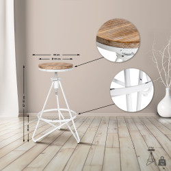 Lot de 2 tabourets de bar Karla blanc antique