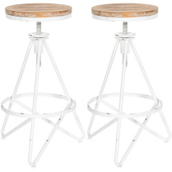 Lot de 2 tabourets de bar Karla blanc antique