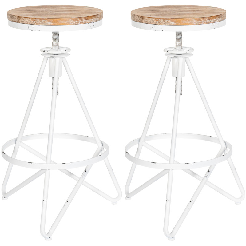 Lot de 2 tabourets de bar Karla blanc antique