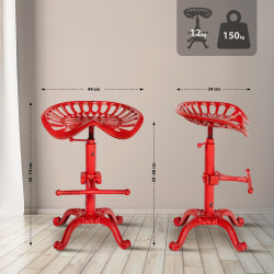 Lot de 2 tabourets de bar Butch rouge