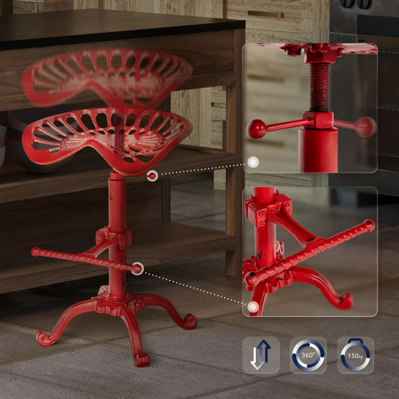 Lot de 2 tabourets de bar Butch rouge