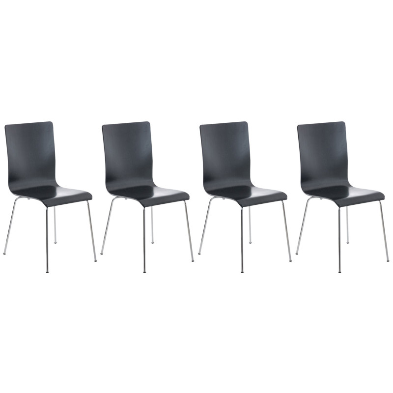 Lot de 4 chaises visiteurs Pepe en noir