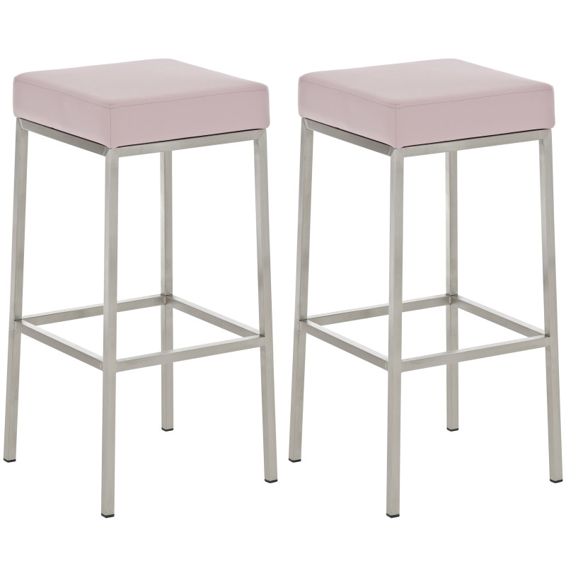 Ensemble de 2 tabourets de bar Montréal 85 similicuir acier inoxydable rose
