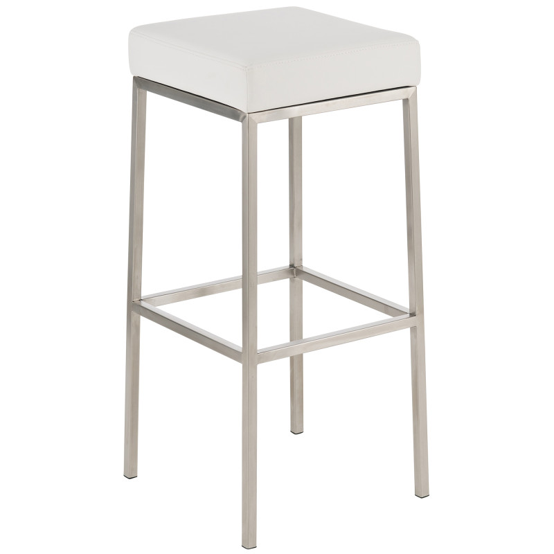 Ensemble de 2 tabourets de bar Montréal 85 similicuir acier inoxydable blanc