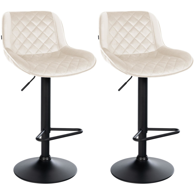 Set di 2 sgabelli da bar in velluto crema Kasson