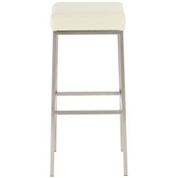 Ensemble de 2 tabourets de bar Montréal 85 simili cuir acier inoxydable crème
