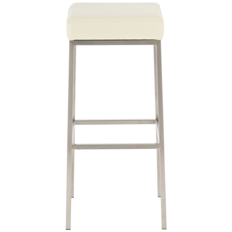 Ensemble de 2 tabourets de bar Montréal 85 simili cuir acier inoxydable crème