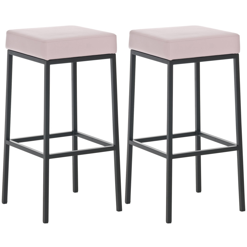 Ensemble de 2 tabourets de bar Montréal 85 simili cuir noir rose