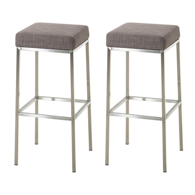 Lot de 2 tabourets de bar Montréal 80 tissu acier inoxydable gris