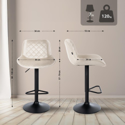 Set di 2 sgabelli da bar in velluto crema Kasson