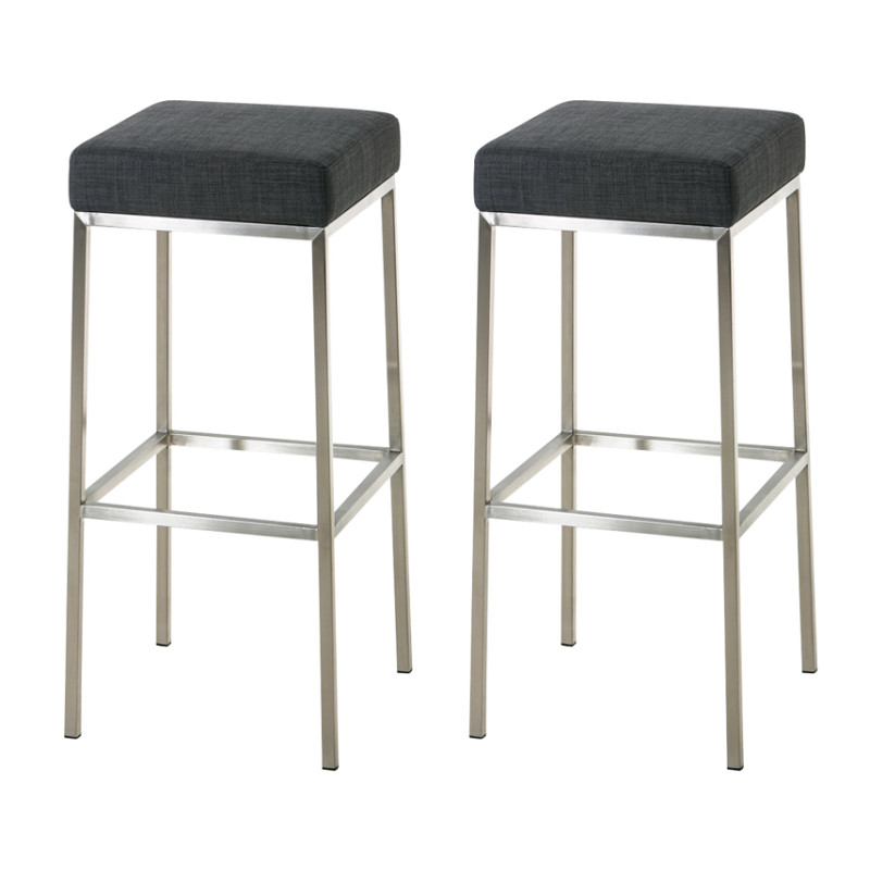 Lot de 2 tabourets de bar Montréal 80 tissu acier inoxydable gris foncé