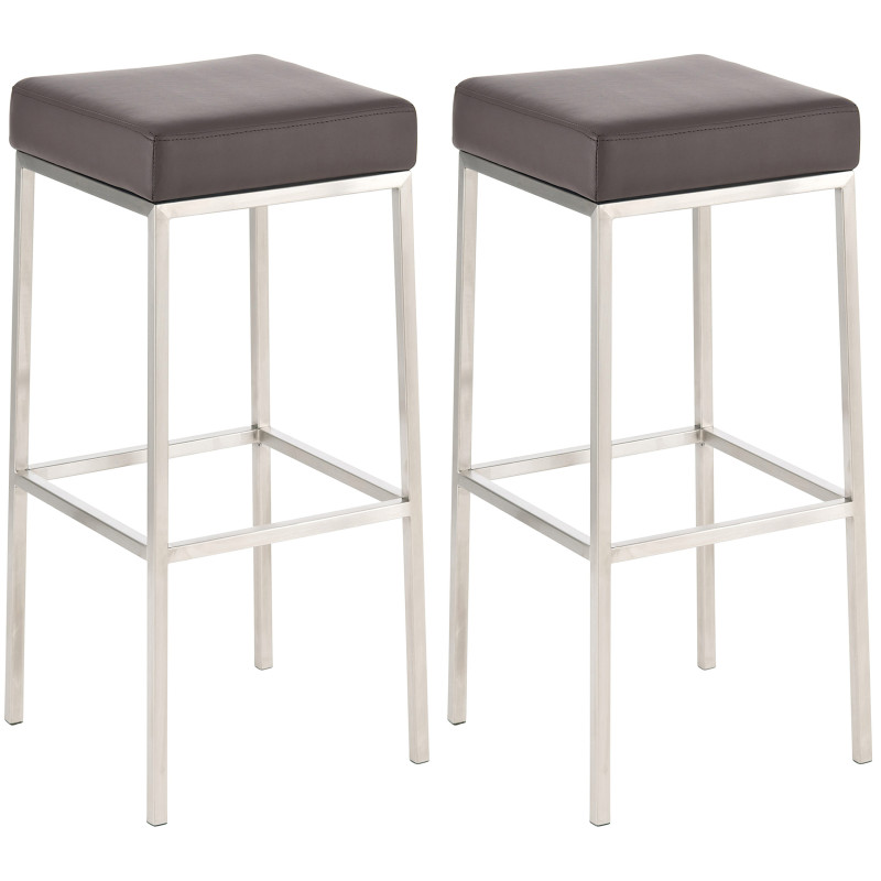 Ensemble de 2 tabourets de bar Montréal 80 simili cuir acier inoxydable marron