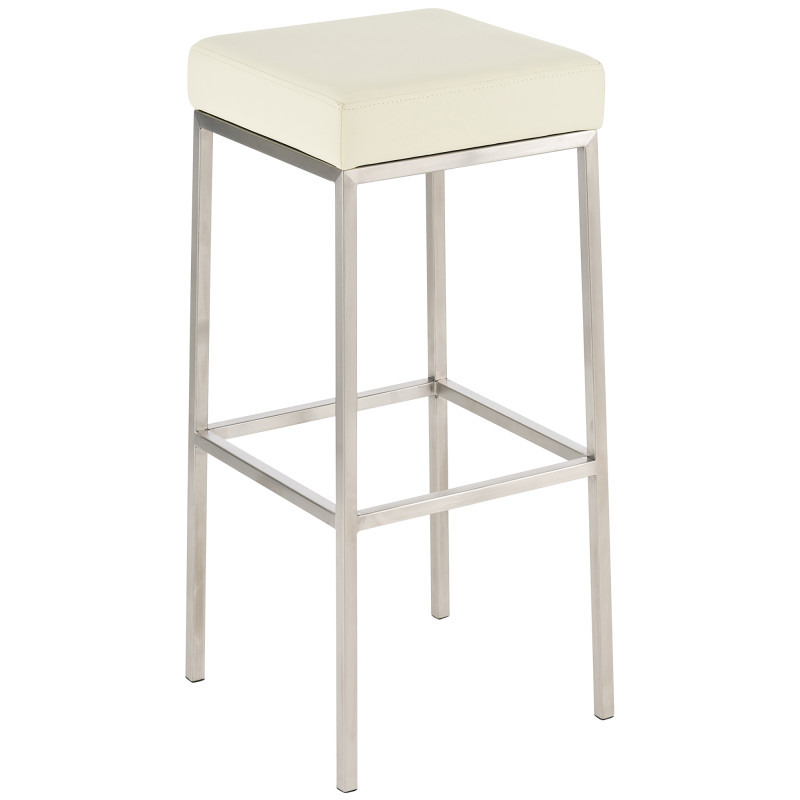 Ensemble de 2 tabourets de bar Montréal 80 simili cuir acier inoxydable crème