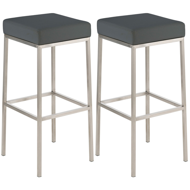 Lot de 2 tabourets de bar Montréal 80 simili cuir acier inoxydable gris