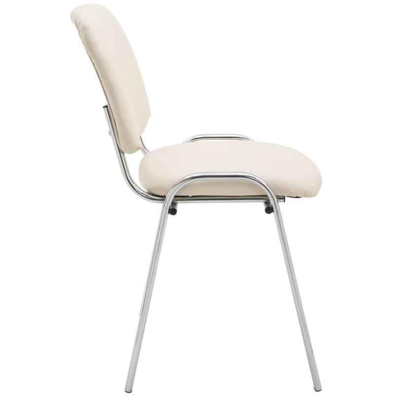 Silla de visita Ken C en cuero artificial crema