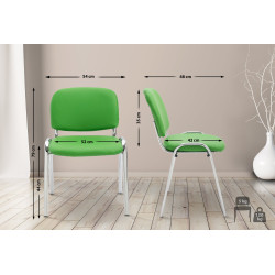Chaise visiteur Ken C en cuir artificiel vert