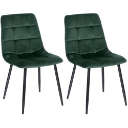 Lot de 2 chaises de salle à manger en velours Tilde | vert