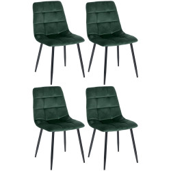 Ensemble de 4 chaises de salle à manger en velours Tilde | vert
