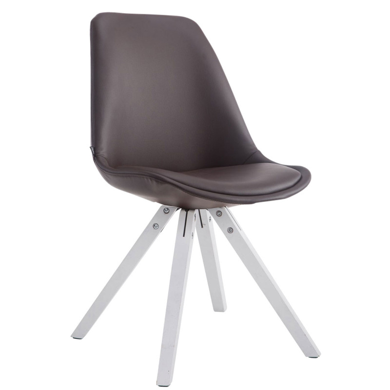 Silla de visitante Laval Square blanco marrón