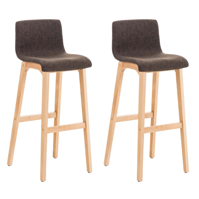 Lot de 2 tabourets de bar Hoover tissu Natura marron