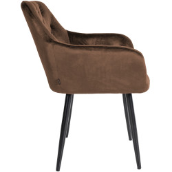 Chaise de salle à manger en velours Stanley | brun