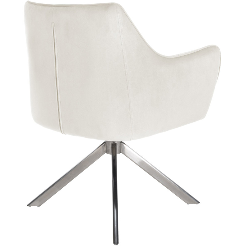 Chaise de salle à manger Swing en velours et acier inoxydable | crème