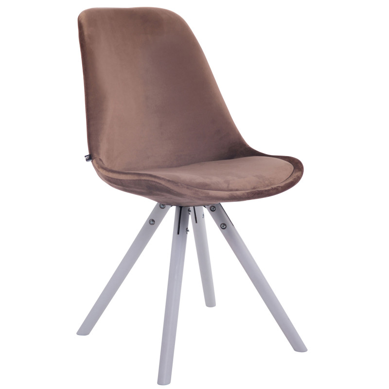 Chaise visiteur Toulouse velours ronde blanc marron