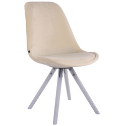 Chaise visiteur Toulouse velours ronde blanc crème