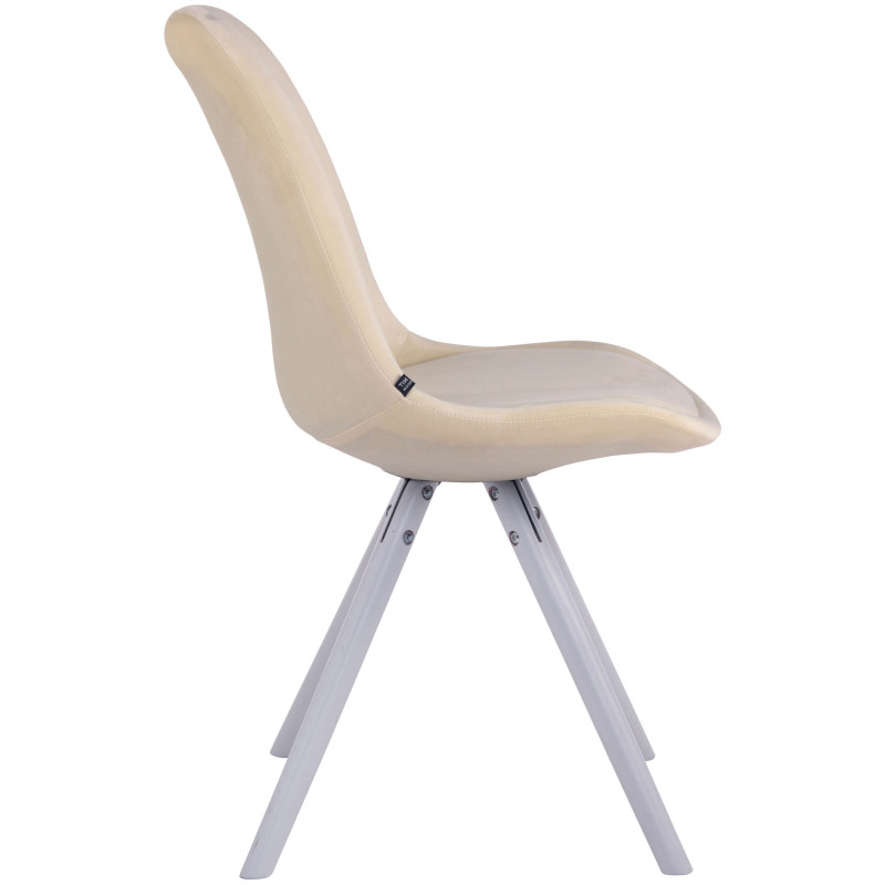 Chaise visiteur Toulouse velours ronde blanc crème