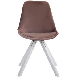 Sedia da visita Toulouse velluto quadrato bianco marrone