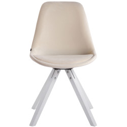 Chaise visiteur Toulouse velours Carrée blanc crème