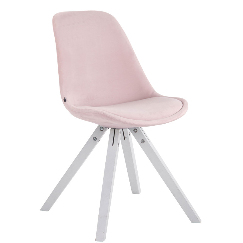 Chaise visiteur Toulouse velours Carrée blanc rose