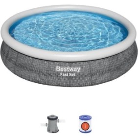 Kit Piscine hors sol autoportante BESTWAY - Fast Set™ - 366 x 76 cm - Ronde (Livrée avec une pompe et cartouche de filtration)