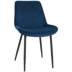 Chaise de salle à manger en velours Victoria | bleu
