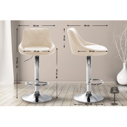 Tabouret de bar Lazio similicuir chromé crème