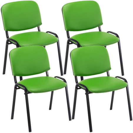 Lot de 4 chaises visiteurs Ken en cuir artificiel vert