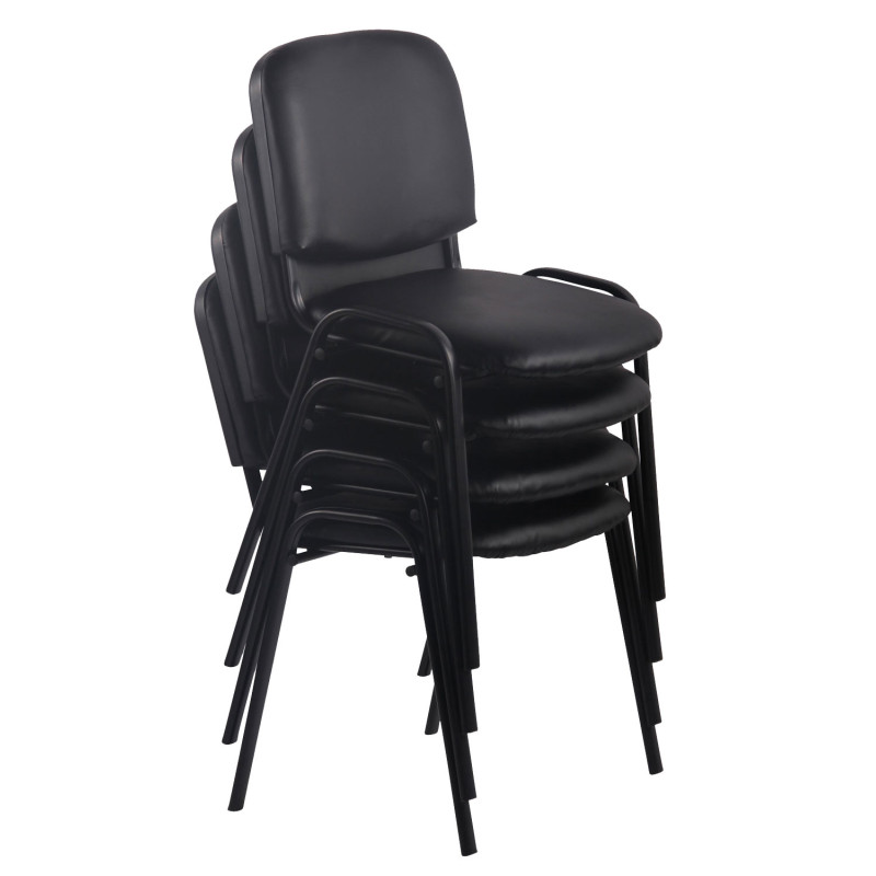 Lot de 4 chaises visiteurs Ken en cuir artificiel orange