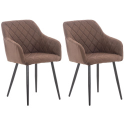 Lot de 2 chaises de salle à manger en tissu Shila | brun