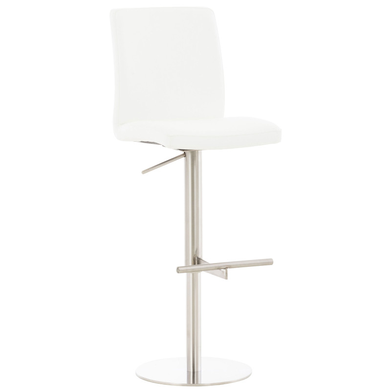 Lot de 2 tabourets de bar Cadiz simili cuir acier inoxydable blanc