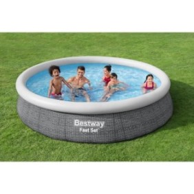 Kit Piscine hors sol autoportante BESTWAY - Fast Set™ - 366 x 76 cm - Ronde (Livrée avec une pompe et cartouche de filtration)