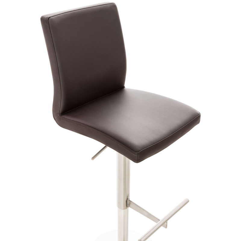 Lot de 2 tabourets de bar Cadiz simili cuir acier inoxydable marron