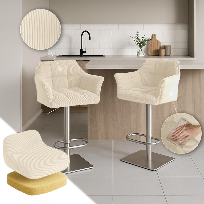 Tabouret de bar Damaso E Cord crème