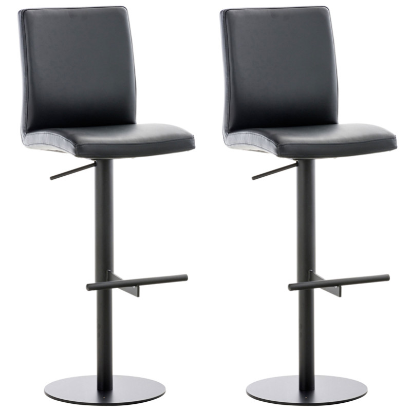 Lot de 2 tabourets de bar Cadiz simili cuir noir